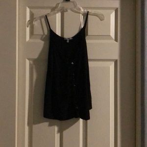 Lace-up Front Black Tank Top